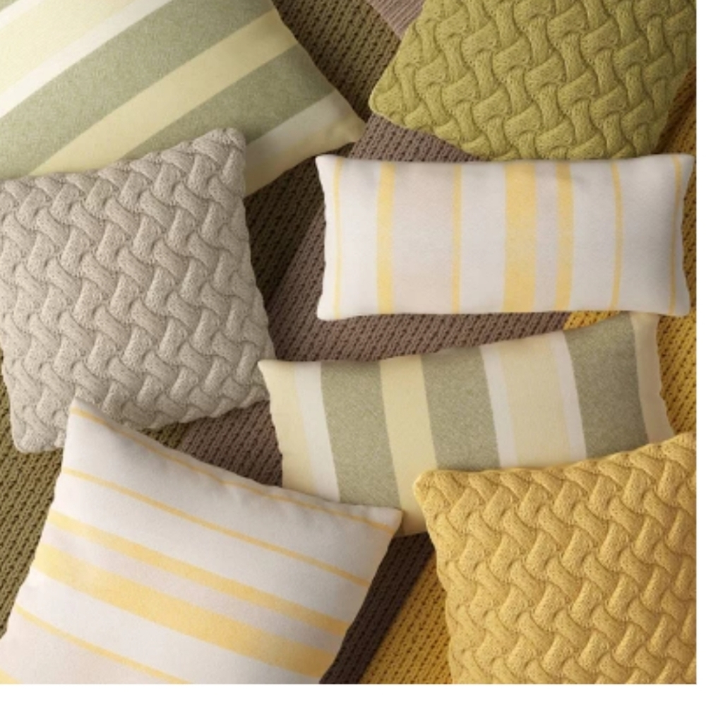 Oversized Woven Striped Throw Pillow Neutral/Yello - Picture 11 of 11